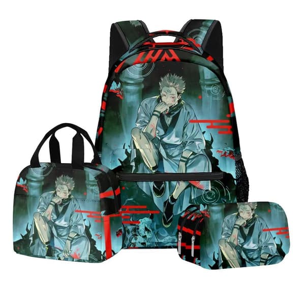Jujutsu Kaisen Anime Backpack 3-piece set for students with lunch bag and double-layer pencil case, multiple styles b115 b115 handbag