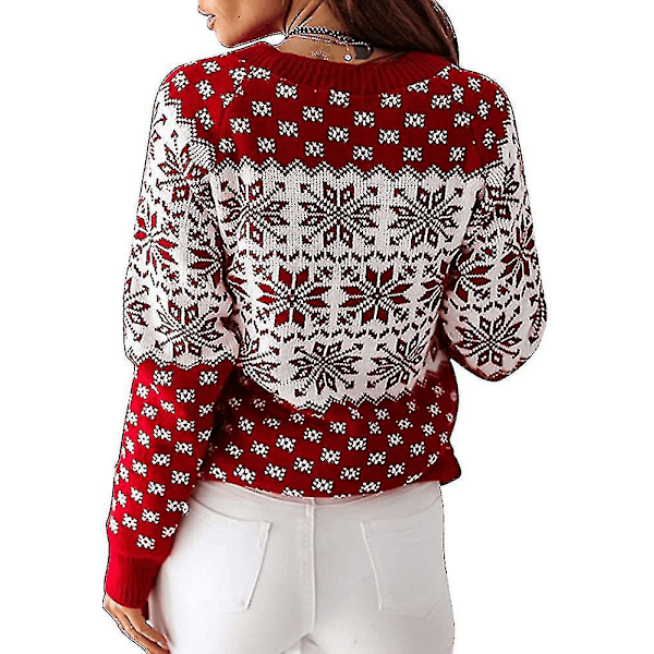 Grim Juletrøje til Kvinder Snefnug Rensdyr Strikket Pullover Toppe