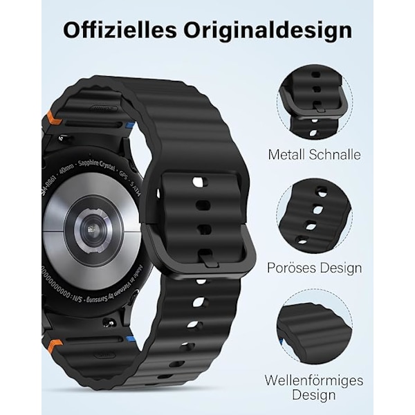 SimpleThings No Gap Sport Silikoniranneke Samsung Galaxy Watch 7/6/5/4:lle Orange Watch7/FE/6/5/5Pro/4