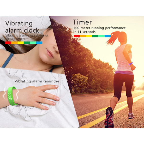 Pivotell Vibratime - Värähtelevä muistutuskello - Jopa 10 hälytystä päivässä Fluorescent green