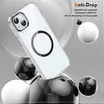 Compatible Case for iPhone 14, MagSafe Compatible, Hard PC Phone Case, Clear Back (Black)