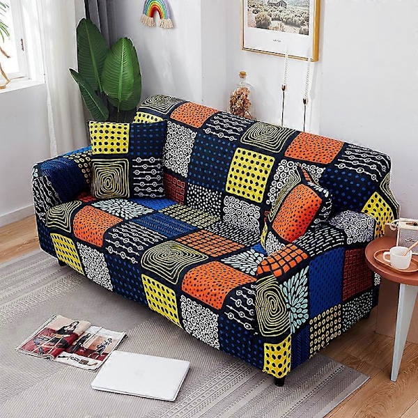 Stretch Soffaöverdrag Tryckt Soffaöverdrag Fåtöljöverdrag för Soffa Kuddar Soffor Elastisk Universal Möbelskydd med 2 Kuddfodral, Anti-Katt