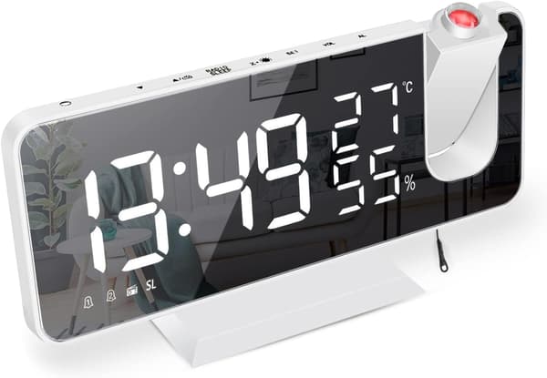 Projector Alarm Clock, Clock Radio with Temperature, Humidity