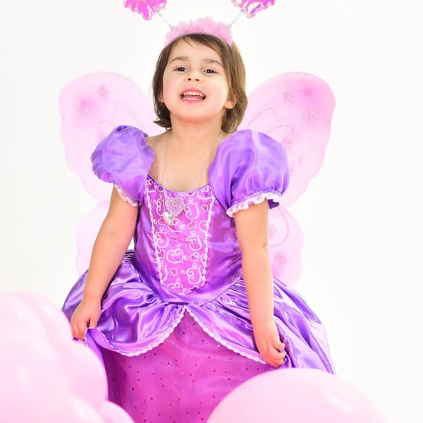 Fairy Butterfly Wing Sommerfuglestav og pandebånd til piger pink + white