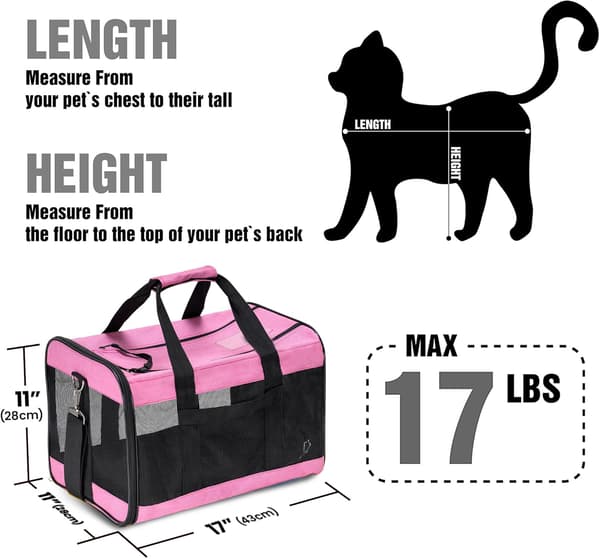 Soft Pet Carrier, Foldable, Durable, and Travel-Friendly M Pink