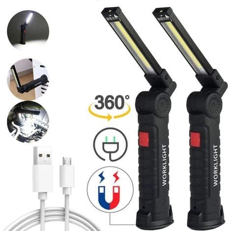2-piece LED work light set with magnetic base, 360° rotation, multi-functional lighting for repairs and outdoor use, gift for men