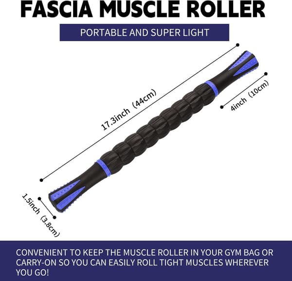 Muscle Roller, Professional Quality Massage Tool for Lymphatic Drainage and Deep Tissue Therapy, Handheld Recovery System for At