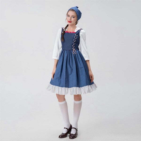 Ny Dam Manor Maid Kostym Fancy Cosplay Lång Oktoberfest Traditionell Klänning M