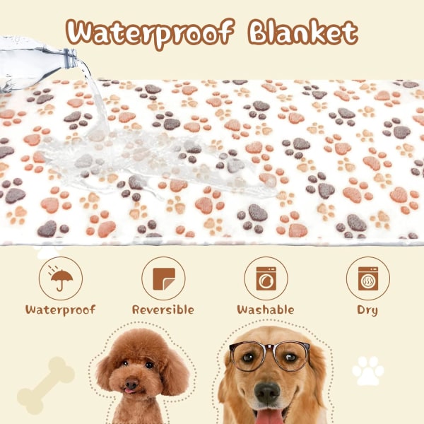 Vattentäta hundtäcken, 2-pack tvättbara hundtäcken för säng Soffa Soffskydd Medium Large Dogs 40"×30"(Vit+kaffe)