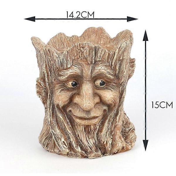 Harts Resin Man Blomkruka Trädgård Utomhus Imitationsträd Gammal Man Planterare Rolig Heminredning Present