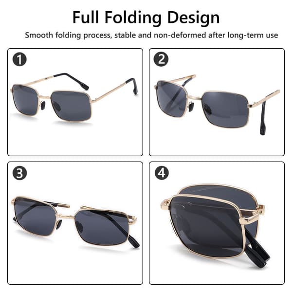Foldable Polarized Sunglasses, Square Photochromic Driving Glasses