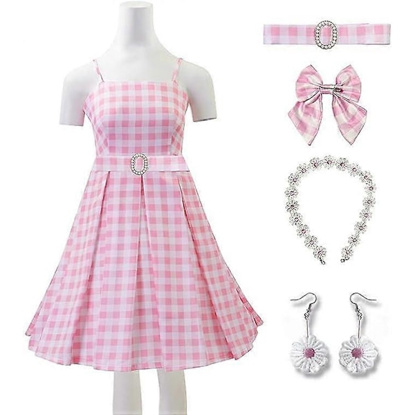 Kvinder Kostume Kjole Voksen Pink Flare Pant Filmheltinde Cosplay Halloween Kostume Tilbehør Paryk, 100% Ny S