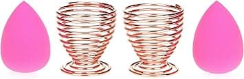 Sponge Blender Holder, (2-pack Rose Gold) Makeup Sponge Drying Rack Storage Egg Powder Puff Display Stand