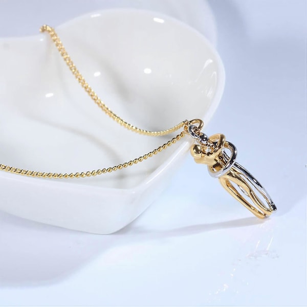 Par Halsband Gåvor för Pojkvän Flickvän, Kärleksfull Kram Halsband Hängsmycke Man Fru Gåva till Födelsedag Jul Alla hjärtans dag Guld