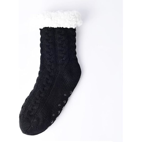 Herr Fuzzy Tofflor Strumpor Vinter Mysig Mjuk Stuga Varm Mjuk Fleece Foder Tjock Bekväm Stickad Icke Halkskydd Jul Hemstrumpor ljusgrå