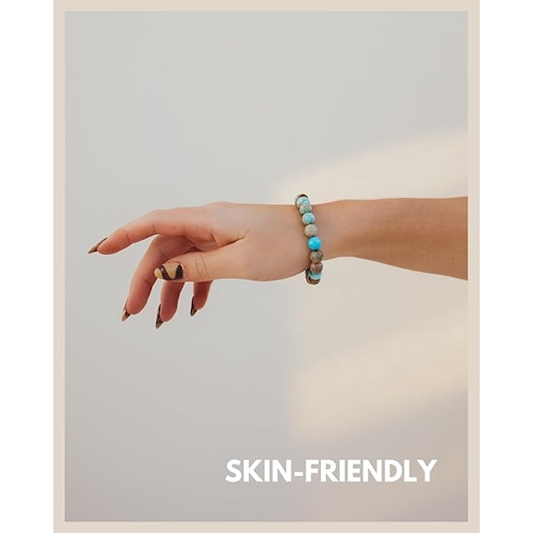 Chakra Perlearmbånd Lavet af 8mm Havsediment Jaspis Natursten (Grøn) Grøn Farve Chakra Armbånd Damearmbånd Herrearmbånd White Turquoise