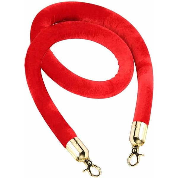 Stanchion Rope 1 pc Separation Rope Queue Divider Red with Gold Hook