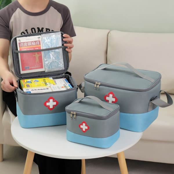 Versatile First Aid Storage Bag with Large Capacity for Household Green&Grey M