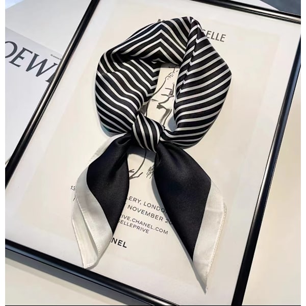 Sjal för kvinnor, siden, ljus färg Stripes - black