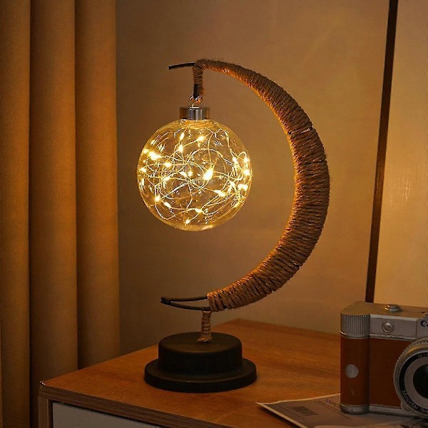 Shxx Lampeledning Rattan Håndlaget Hamp Tau Smidd Jern Nattlys Hjemmedekorasjon Nattlampe Julegaver (størrelse : 27 X 14 X 13cm) A927-64