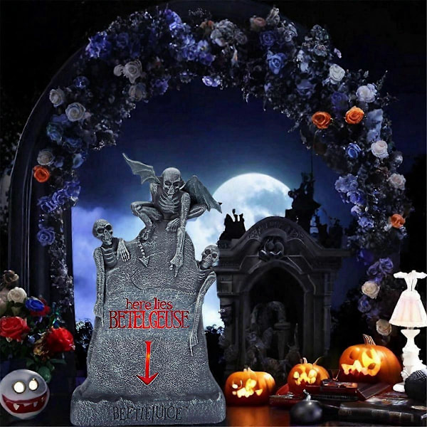 Halloween Lysande Spöke Beet Beet Juice Skalle Gravhäll Innergård Trädgård Gräsmatta Skräck Atmosfär Orn