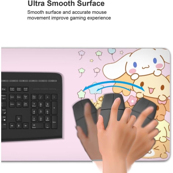 Stora rosa musmattor med designnyhet Anime-tangentbordsmatta Halkfri förlängd fullt skrivbord Söt tangentbordsmatta Vattentät XXL-spelmusmatta 12x31,5 tum