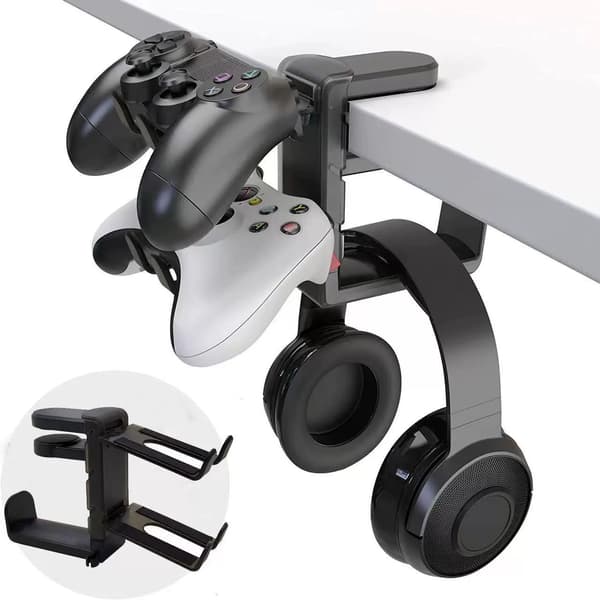 Rotating Headphone Holder, Gaming Headset Holder, Adjustable Clip-on Headphone Hanger, Swivel Headphone Hook