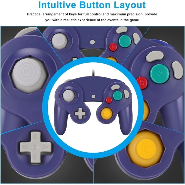 Gamecube Gamepad, 2-pack klassisk gamepad med vibrationsjoystick Transparent White