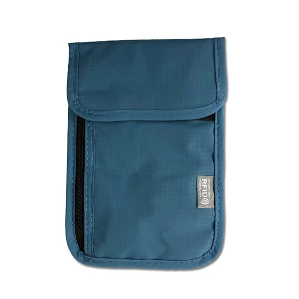 Halspose med brystlomme med RFID-beskyttelse, nylon brystlomme, vandtæt og let, unisex rejsetaske Tyverisikret paslomme Dark blue