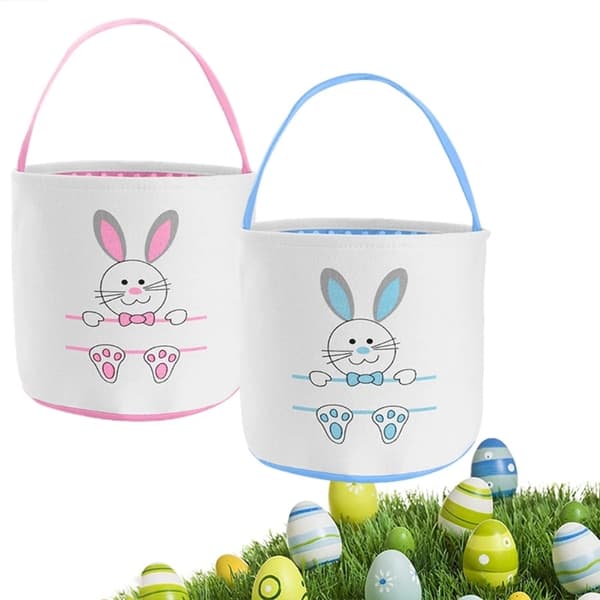 Easter Bunny Canvas Basket Kids Easter Storage Gift Egg Rabbit Basket Children Party Decoration