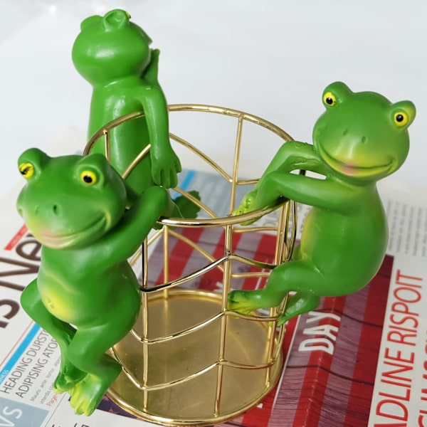 3 Stykker Froskefigurer Hagedekorasjon, Froskedekorasjon Hage, Froskedyr Hage Statuer Dekorasjon, for Planter