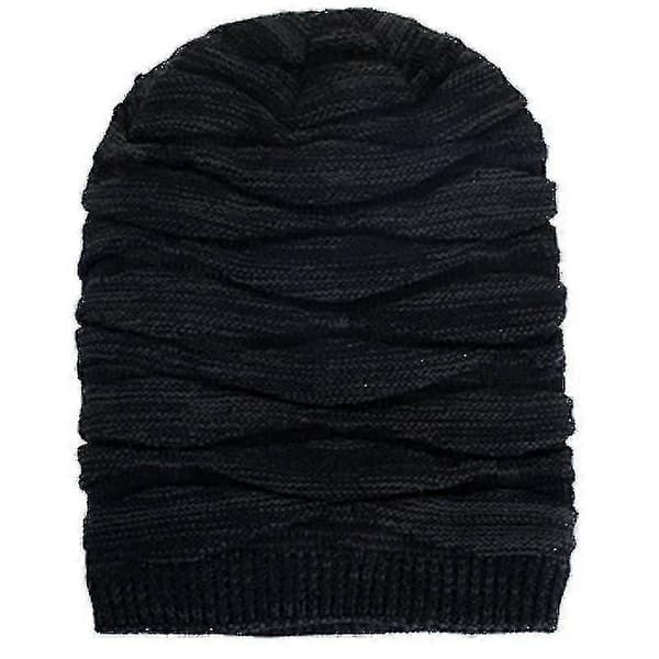 Slouch Pitkä Pipo Hattu Naiset Miehet Fleece Neulottu Musta