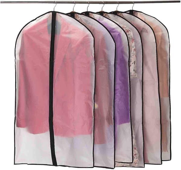 6-pack Garment Bags, Dustproof, Mildew and Moisture Resistant, Semi-transparent A