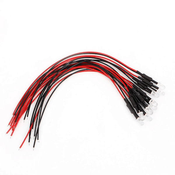 10 kpl DC 24V 18cm 5mm esijohdotettuja LED-lamppuja diodeja Punainen 18cm Punainen