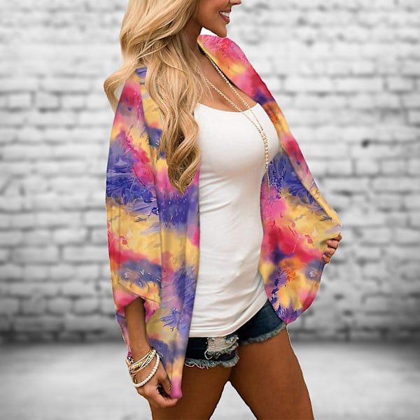 Sommar Chiffon Cardigan för Kvinnor - Polyester, Andningsbar, Trendig, Elegant, Lös, Tryckt Jacka för Fest