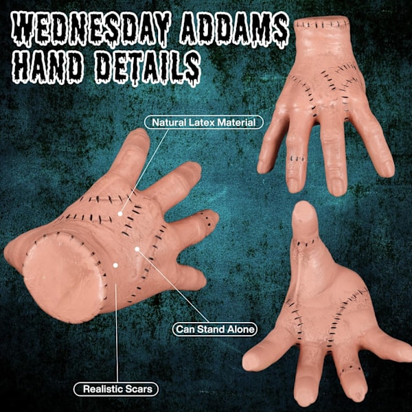 1 stk Onsdag Thing Hand, Onsdag Addams Hånd, Addams Family Hovedrealistisk Onsdag Addams Tilbehør til Cosplay Dekorasjoner