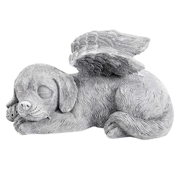 Hundeengel Kjæledyr Minne Gravstein Markering Utskåret Statue, Resin, Steinfinish