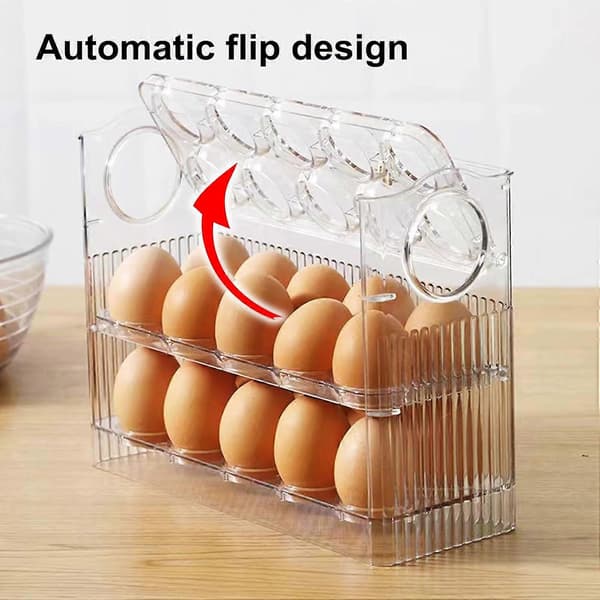 Egg Storage Rack 3 Tiers Large Egg Storage Tray Egg Holder Container Egg Basket Holds Up To 30 Eggs for Refrigerator Storage
