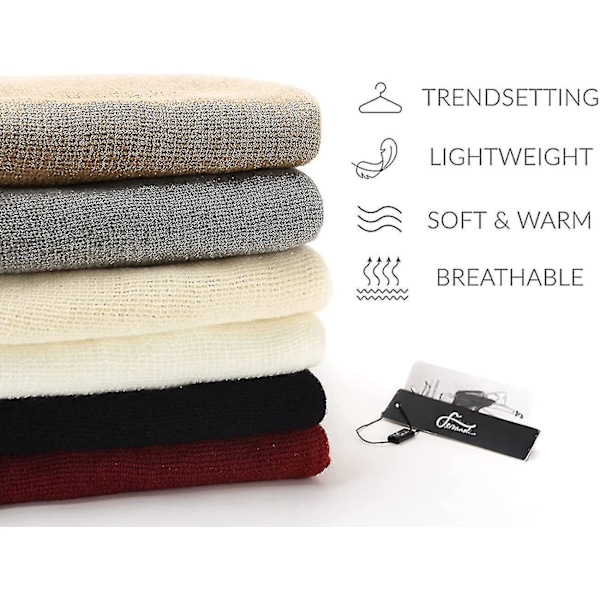 Ponchotröja för kvinnor Mysig stickad lättviktskappa med huva Beige