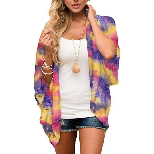 Sommar Chiffon Cardigan för Kvinnor - Polyester, Andningsbar, Trendig, Elegant, Lös, Tryckt Jacka för Fest