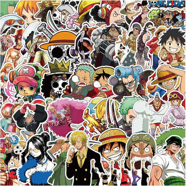 50 st One Piece Stickers, Anime Cartoon One Piece Decal Presents för barn, vattentäta vinyldekaler för tonåringar vuxen vattenflaska laptop (ett) Khaki,43
