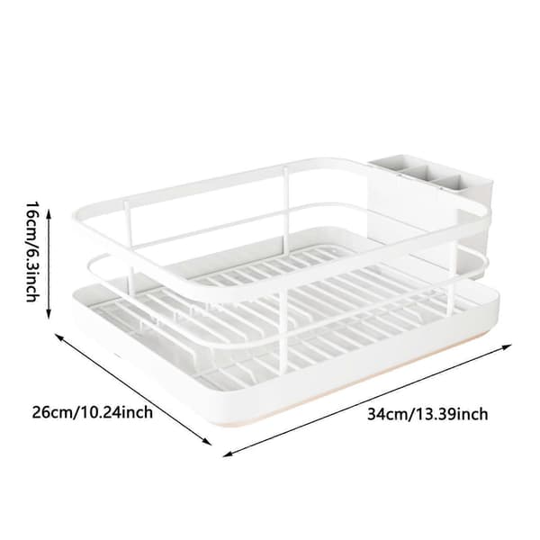 Dish Rack & ABS Cutlery Drainer with Utensil Holder and Tray for Kitchen Organization and Space-Saving Solution Gold