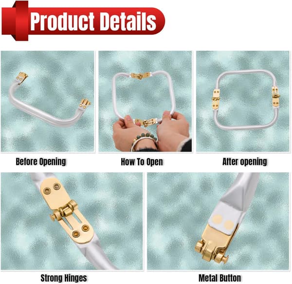 2 pcs Metal Purse Frame U-shaped Bag Handle Inner Lock