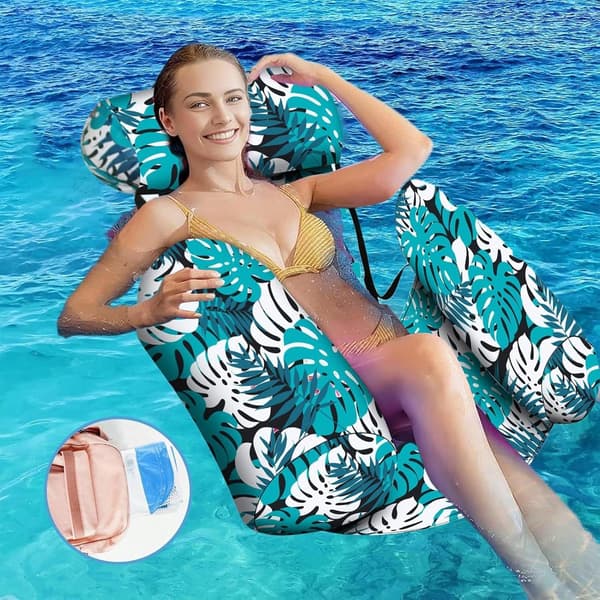 2-pack Giant Inflatable Pool Float, 4-in-1 Pool Chair and Hammock, Floating Chair with Backrest - Summer Beach Vacation (76x40.5x61cm)