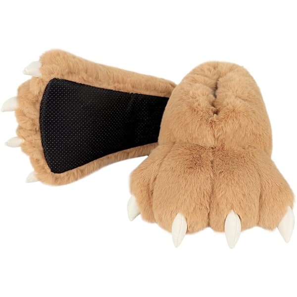 Vinter Djur Klo Skor Roliga Plysch Björn Tofflor Plysch Björnformade Klor Halkfria Tofflor Unisex Söta Kläder Hemmaskor camel