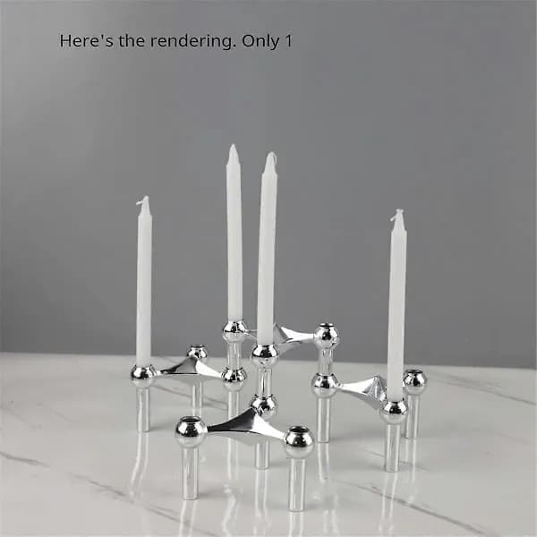 Metal Candle Holders, Nordic Molecular Structure, Silver Candlestick