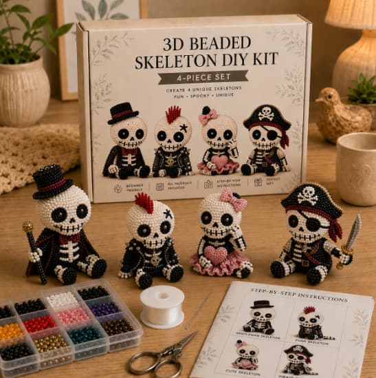 3D Skeleton Bead Kit DIY Craft Beads Set Handmade Halloween Art Toy Creative Gift Set B 21