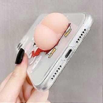 SZTXJ 2 Pcs Phone Case, For iPhone 13 Creative Decompression Three-dimensional Mobile Phone Case 3D Funny Cute Soft Silicone Squeeze Puppy Butt Stress
