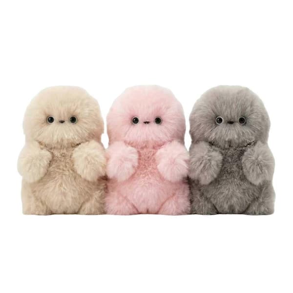 Mirumi Plush Robot Toy, Mirumi Plush Robot Bag Charm, Interactive Plush Toy off white