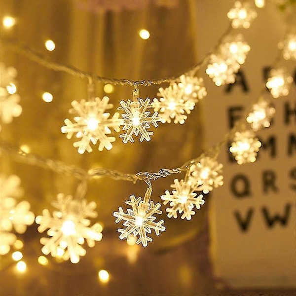 Snöflinga LED Lys Kæde Guirlande Glædelig Juledekoration Til Hjemmet Julemandsgaver Navidad 2023 Godt Nytår 2024
